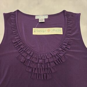 Suzie Trendy Sping  Dark Purple Vintage Sleeveless Top. Size L